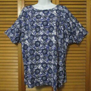 Jones New York top blue with peek a boo sleeves stretchy size XL